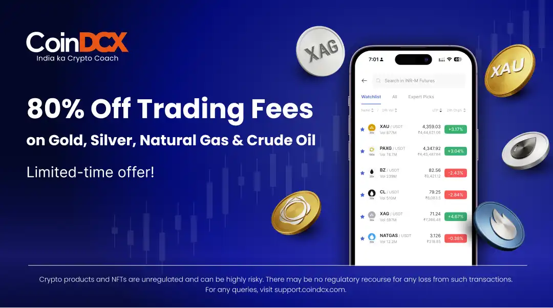 CoinDCX Lowers Tokenised Commodity Trading Brokerage on Gold, Silver & More to Just 1 BPS!