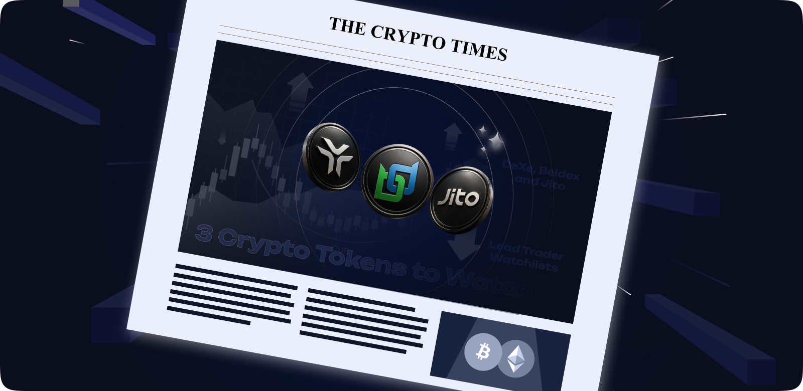 3 Crypto Tokens to Watch This Week: DeXe, Beldex and Jito Lead Trader Watchlists