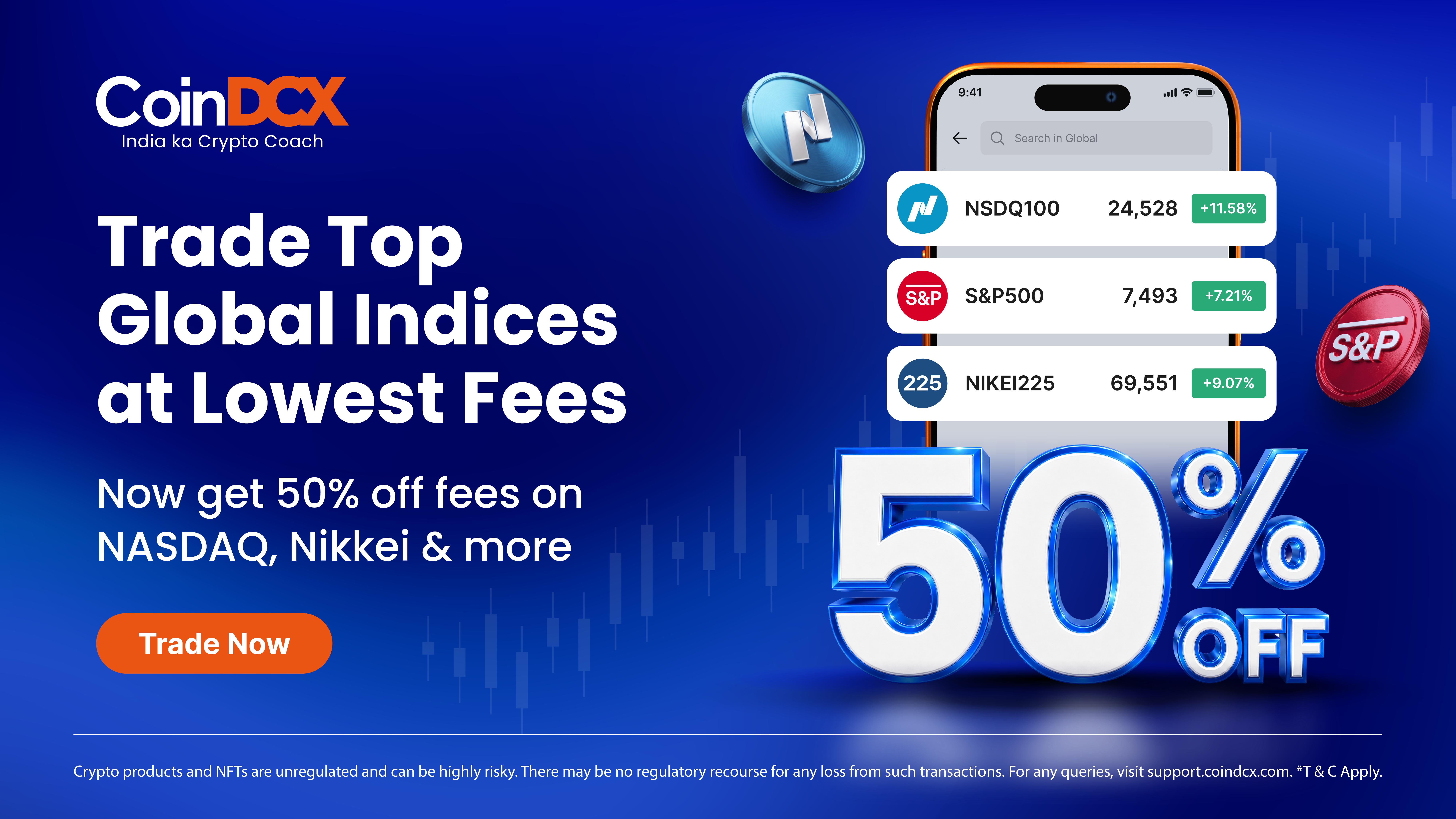 Trade Top Global Indices at Lowest Fees on CoinDCX Global Markets