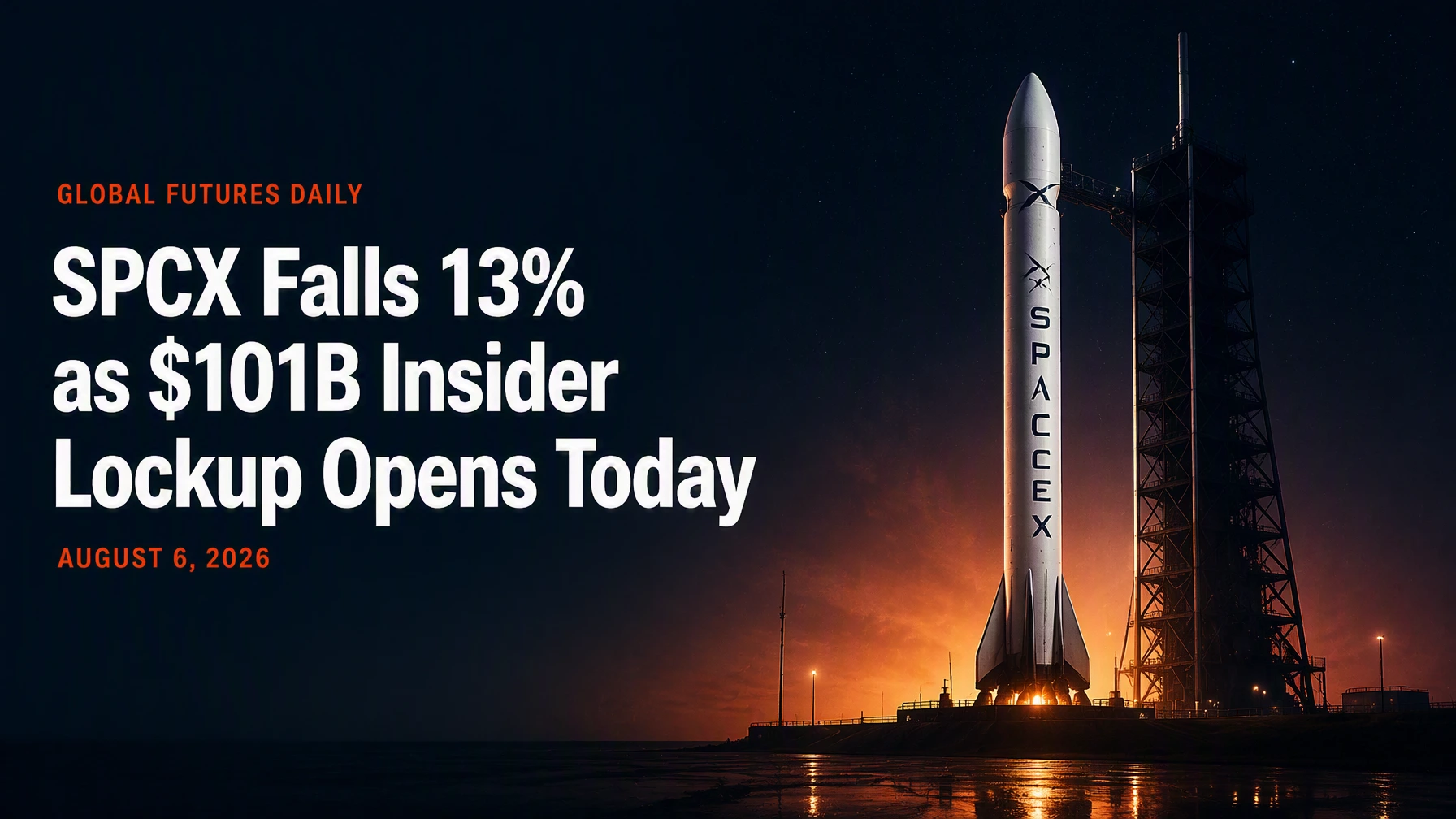 SPCX Falls 13% as $101B Insider Lockup Opens Today