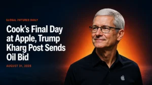 Cook's Final Day at Apple, Trump Kharg Post Sends Oil Bid