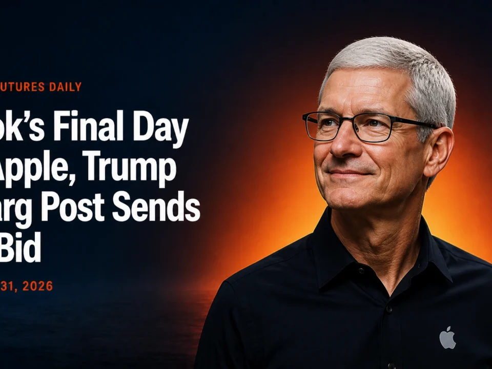 Cook's Final Day at Apple, Trump Kharg Post Sends Oil Bid
