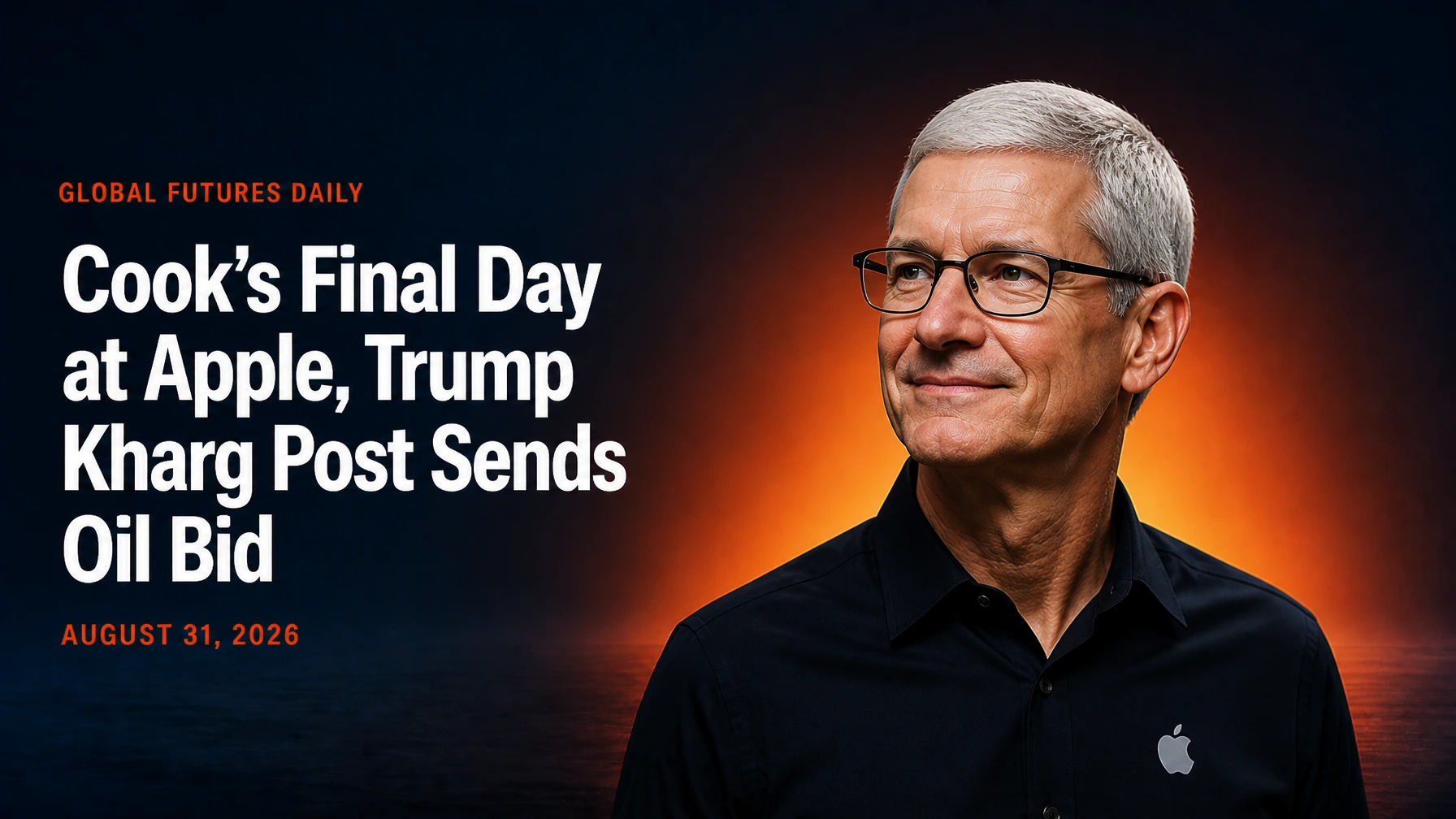 Cook's Final Day at Apple, Trump Kharg Post Sends Oil Bid