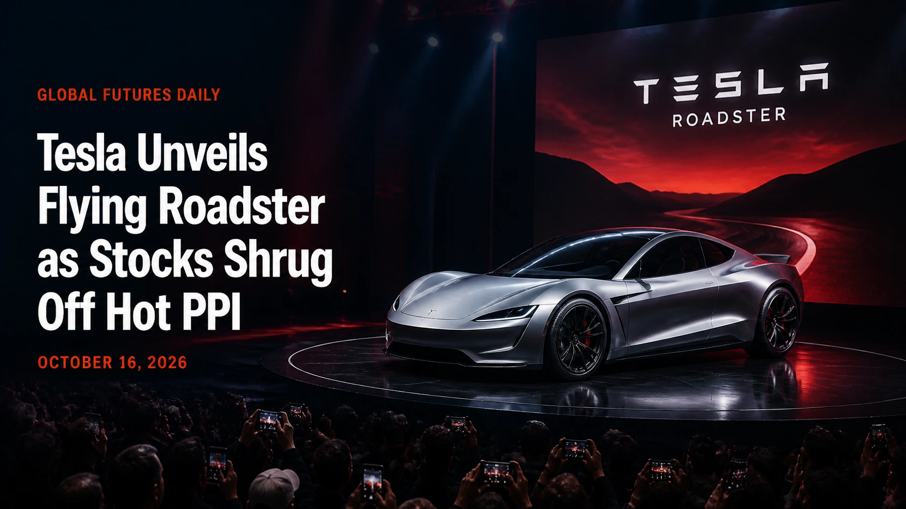 Tesla Unveils Flying Roadster as Stocks Shrug Off Hot PPI